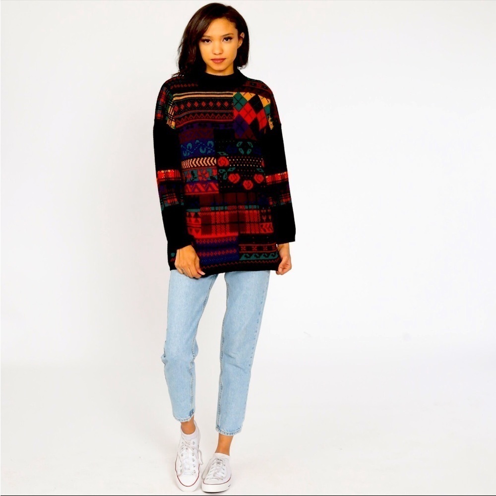 Dana Scott Adele Knit Sweater Vintage Patchwork